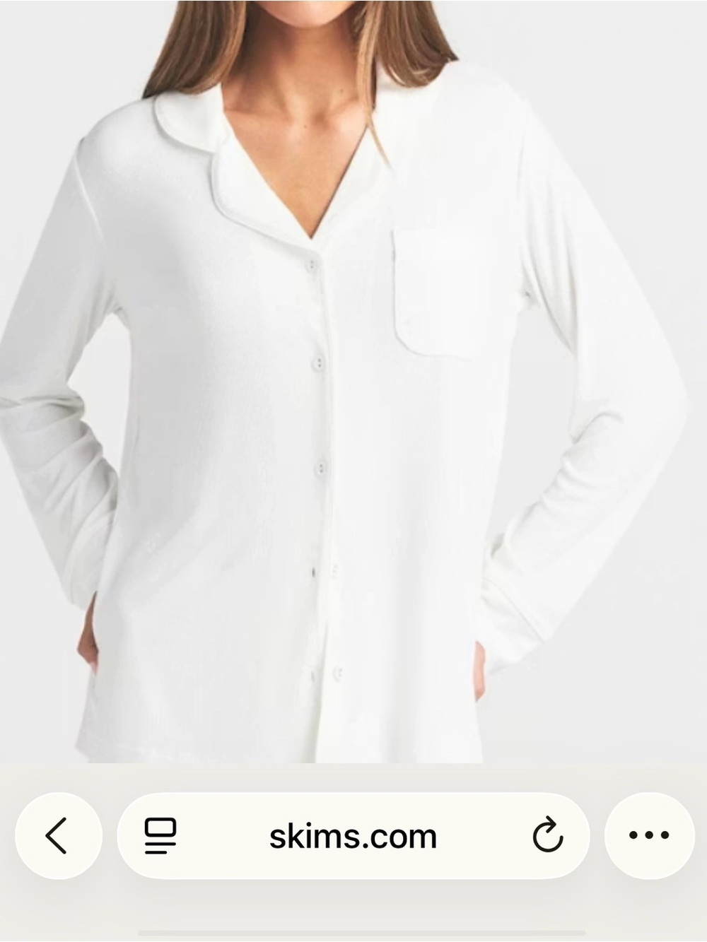 Nwt SKIMS marble Button-Front Notch Collar Top